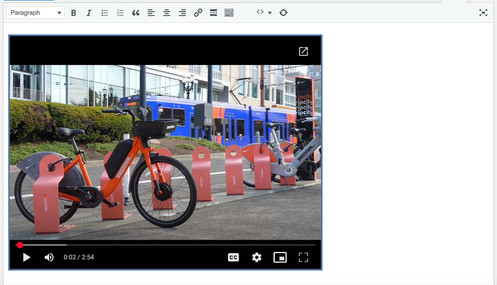 Classic Editor: kód nézetben beillesztett iframe embed