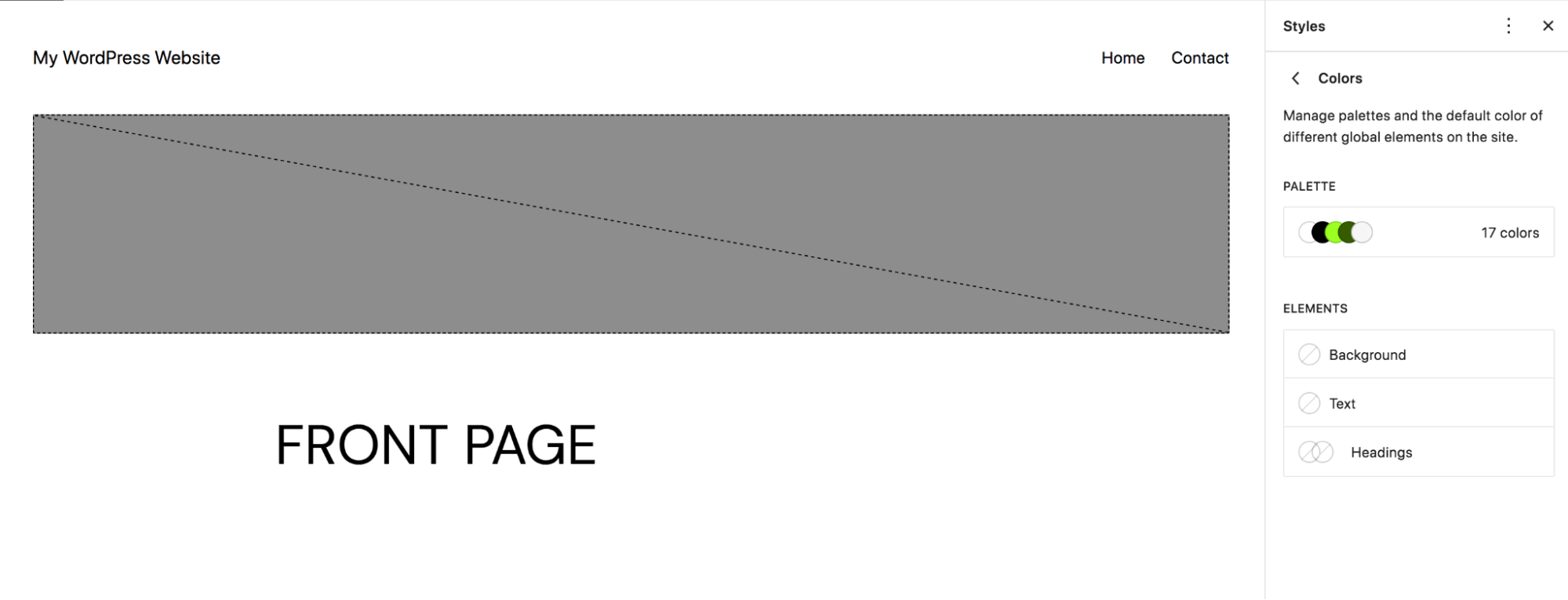Button blokk globális színbeállításai a Site Editorban