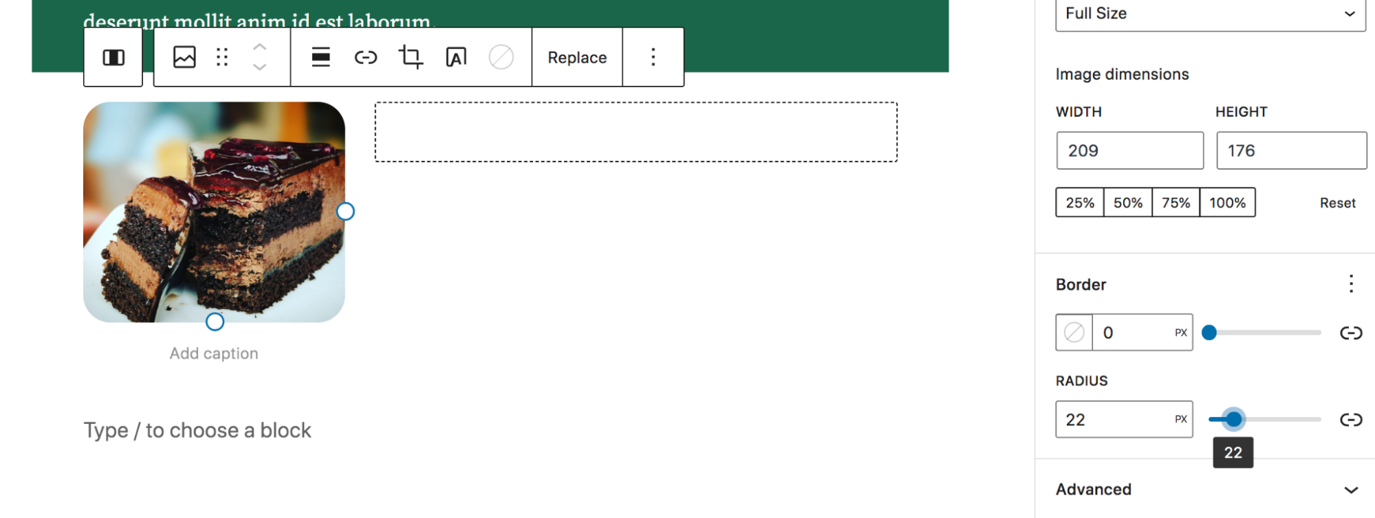 A kép sarkainak lekerekítése a blokkeditorban